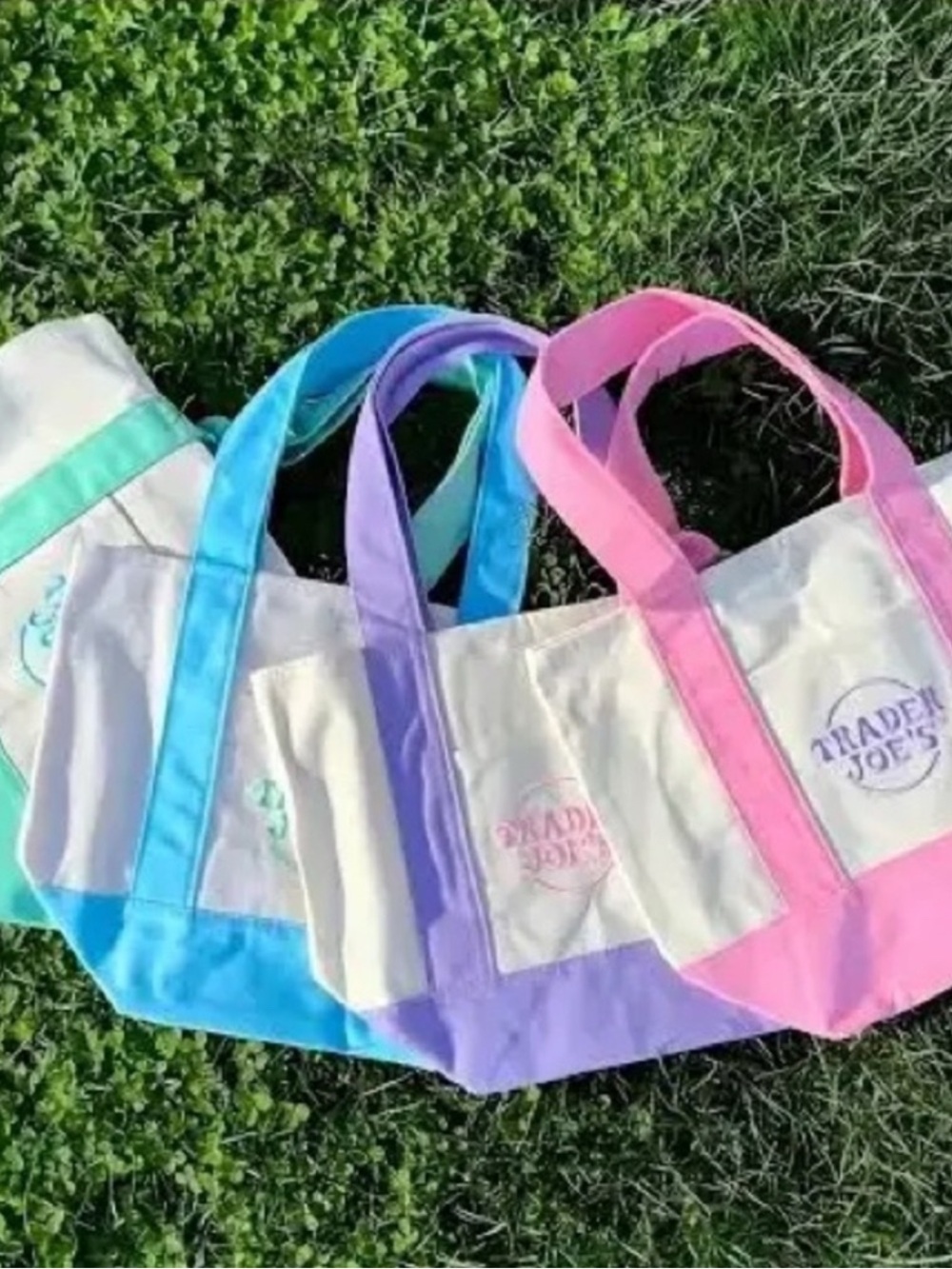 Trader Joe’s Mini Canvas Tote bags Set pastel